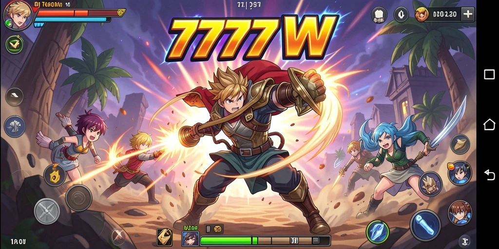 Tampilan gameplay yang memukau di 7777W dengan karakter anime.
