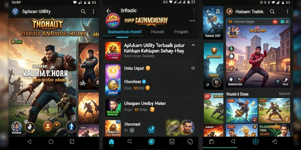 Tampilan antarmuka pengguna aplikasi 99RP yang menarik.