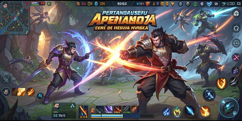 Screenshot gameplay 9ZK menampilkan pertarungan seru di arena MOBA.