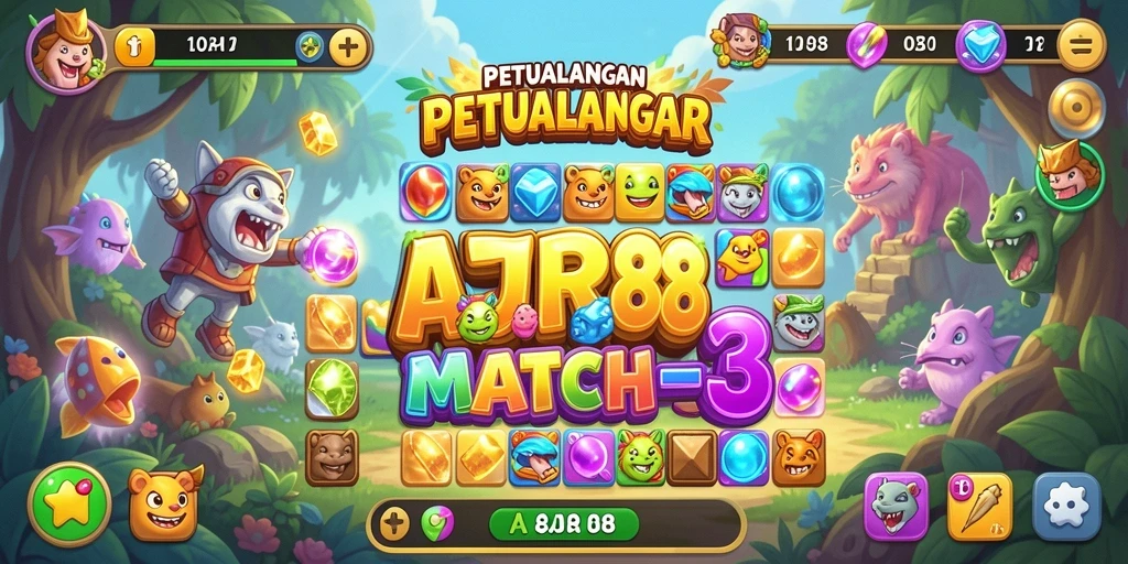 Tampilan gameplay AJR88 yang penuh warna dan seru.