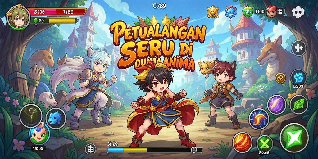 Tangkapan layar utama C789 menampilkan petualangan seru di dunia Anime.