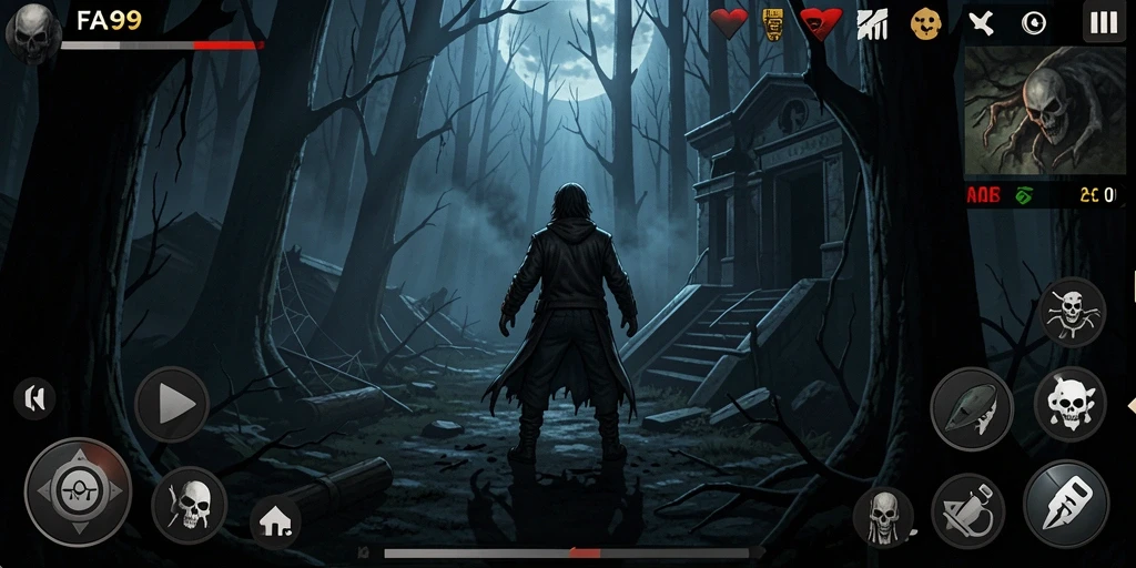 Tampilan gameplay FA99 yang menakutkan dan penuh ketegangan.