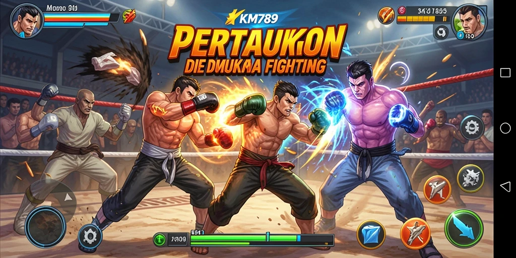 Gameplay KM789 dengan aksi pertarungan yang intens dan mendebarkan.