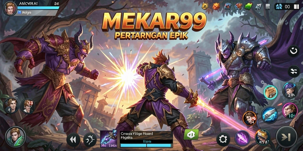 Tampilan gameplay bertarung yang mendebarkan di MEKAR99.