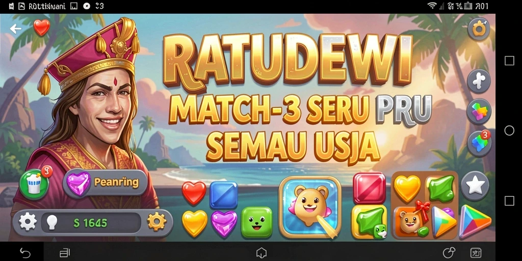 Gameplay seru dan menantang di RATUDEWI Match-3.