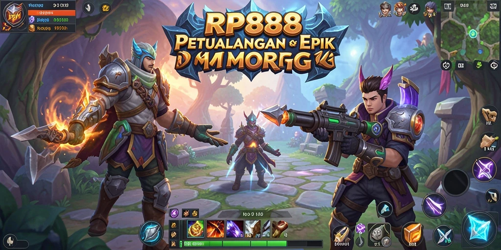 Screenshot gameplay RP888 yang menampilkan aksi petualangan MMORPG.