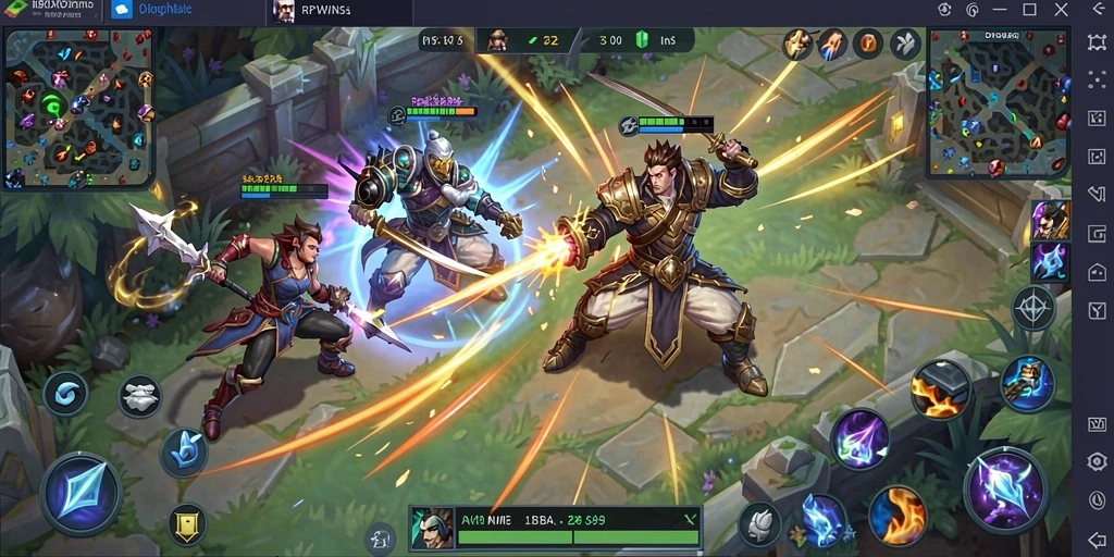 Screenshot gameplay <strong>RPWIN1</strong> menampilkan aksi seru dalam pertempuran MOBA.