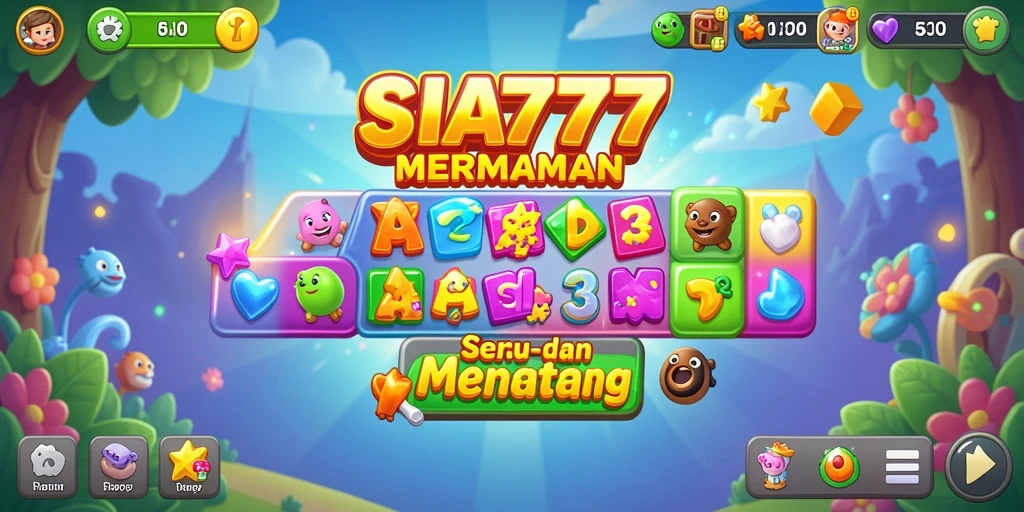 Tampilan gameplay SIA777 dengan objek Match-3 yang cerah dan beragam.