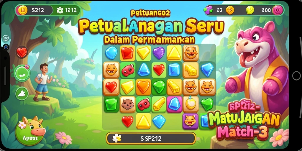 Tangkapan layar bermain SP212 dengan kombinasi elemen Match-3 yang menegangkan.