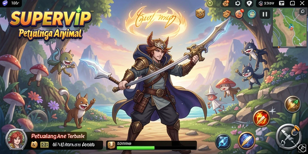 Screenshot gameplay SUPERVIP yang menunjukkan aksi karakter Anime.