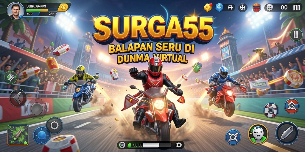 Tampilan gameplay balapan yang mendebarkan di SURGA55.