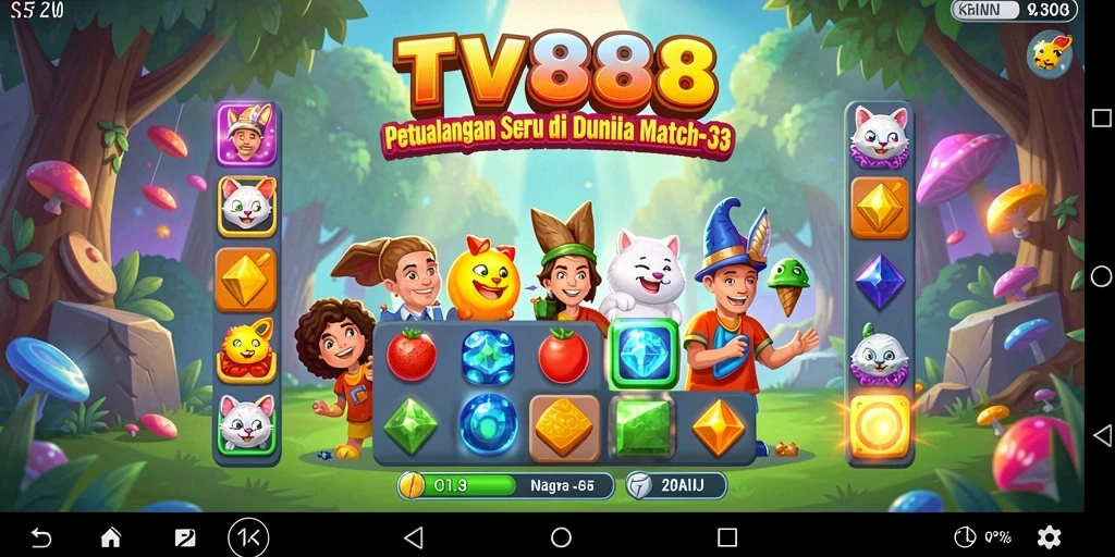 Tangkapan layar permainan TV888 menampilkan tantangan Match-3 yang mengasyikkan.